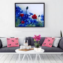 Aapno Rajasthan Blue & Red Floral Canvas Painting-48