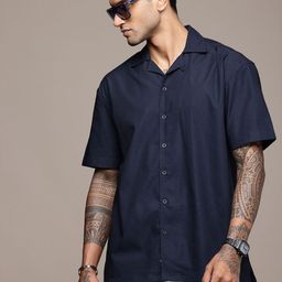 The Roadster Life Co. Relaxed Fit Self Striped Cuban Collar Casual Shirt-picture-23