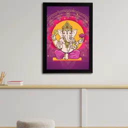 eCraftIndia Purple & Orange Lord Ganesha Satin Matt Textured UV Wall Painting-image-41