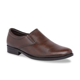 Regal Men Brown Solid Leather Formal Slip-Ons-image-70