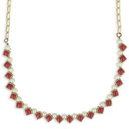 AKSHARA Girls Gold-Toned & Red Alloy Gold-Plated Handcrafted Necklace-6