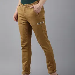 SPYKAR Men Khaki Slim Fit Regular Trousers-picture-2