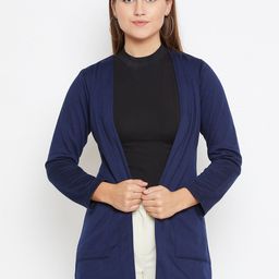 Belle Fille Women Navy Blue Solid Open Front Shrug-12