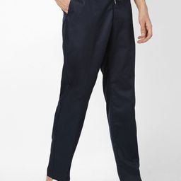 Celio Men Navy Blue Straight Fit Solid Regular Trousers-image-44