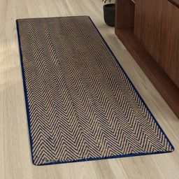 Saral Home Blue & Beige Handloom Geometric Runner-40