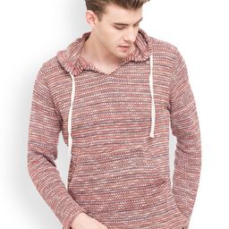 Globus Men Red Self Design Hooded Sweatshirt-15