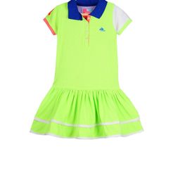 Cherry Crumble Girls Green & Grey Colourblocked Drop-Waist Dress-image-80
