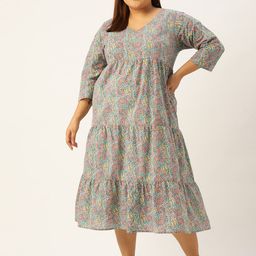 theRebelinme Plus Size Floral A-Line Cotton Midi Dress-picture-26