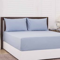 MASPAR Blue Solid 200 TC Cotton 1 King Bedsheet with 2 Pillow Covers-image-89