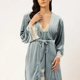 Ms.Lingies Velvet Baby Doll With Robe-image-64