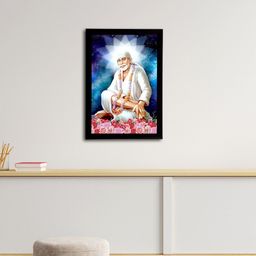 eCraftIndia Blue & Off-White Sai Baba Satin Matt Texture UV Art Painting-image-15