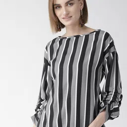 Style Quotient Women Grey & Black Striped Top-9