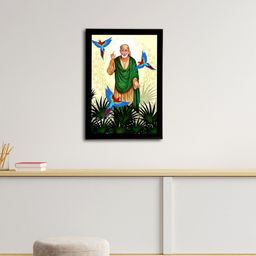 eCraftIndia Yellow & Green Sai Baba Satin Matt Texture Framed UV Wall Art Painting-image-51