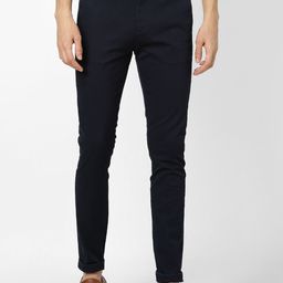 Celio Men Navy Blue Skinny Fit Solid Chinos-image-36