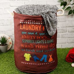 ROMEE Brown & Orange Printed Foldable Waterproof Laundry Bag 50L-51