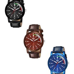 SWADESI STUFF Adults Pack Of 3 Leather Straps Analogue Watch SDS 116 ALL 3-28