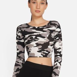 NEU LOOK FASHION Women Multicoloured Camouflage Printed Slim Fit T-shirt-image-78