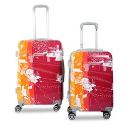 Polo Class Unisex Set of 2 Red & Orange Printed Trolley Bag in Medium & Small Size-12