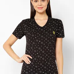 VIMAL JONNEY Women Black Printed V-Neck T-shirt-image-95