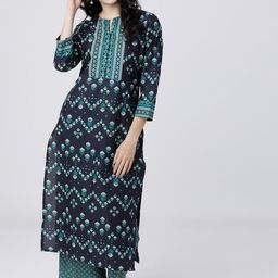 Vishudh Women Navy Blue Floral Printed Kurta-image-72