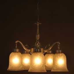 Fos Lighting Gold-Toned & White Textured Classic Down Facing Chandelier-image-63