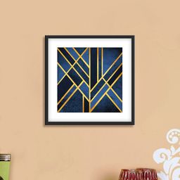 999Store Blue & Gold Abstract Cotton Canvas Digitally Printed Wall Art-56