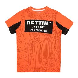 Pantaloons Junior Boys Orange Printed Round Neck Pure Cotton T-shirt-image-1