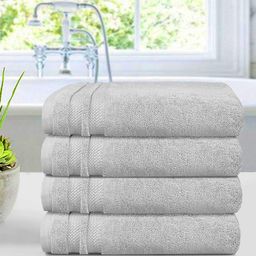 MYTRIDENT Unisex Set of 4 Grey 625 GSM Cotton Towel-8