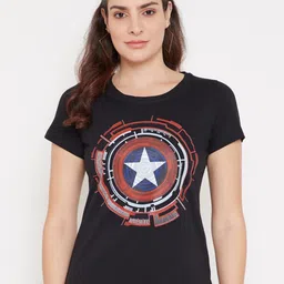 Marvel by Wear Your Mind Women Black Avengers Printed T-shirt-picture-4