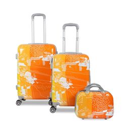 Polo Class Unisex Set of 3 Orange & White Printed Travel Bags-20