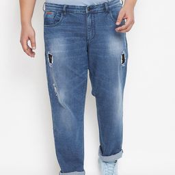 Instafab Plus Men Blue Regular Fit Mid-Rise Mildly Distressed Jeans-image-55