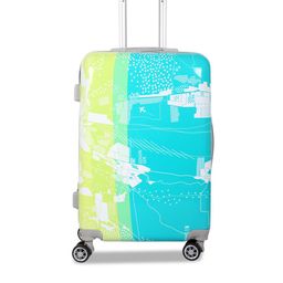 Polo Class Green & Blue Printed Hard Sided Cabin Trolley Bag-49