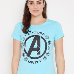 Marvel by Wear Your Mind Women Blue Avengers Printed T-shirt-image-38