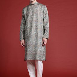 MANQ Men Printed Pure Cotton Kurta with Pyjamas-image-62