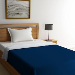 STELLAR HOME Grey & Navy Blue Solid Mild Winter 300 GSM Reversible Single Bed Comforter-21