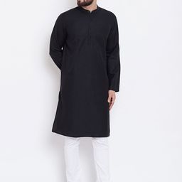 even Men Black Solid Straight Kurta-image-81