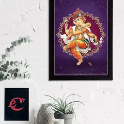 eCraftIndia Purple Lord Ganesha Satin Matt Textured Frame UV Wall Art-image-66