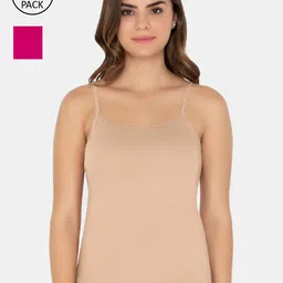 Amante Women Pack Of 2 Solid Cotton Camisoles-image-54