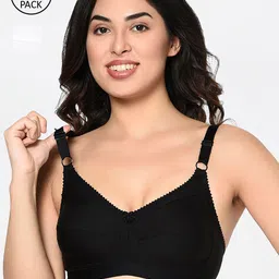 Bodycare Pack Of 2 Black & White Solid Non-Wired Non Padded Everyday Bra 6581BW-2PCS-image-65