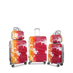 Polo Class Unisex Set Of 5 Orange & Red Printed Trolley & Vanity Bags-54