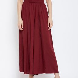 PANIT Women Maroon Flared Solid Palazzos-picture-19