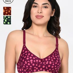 Bodycare Pack of 3 Printed Non-Wired Non Padded Everyday Pure Cotton Bras-picture-9