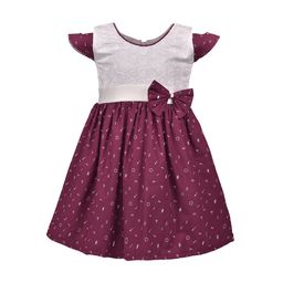 Wish Karo Girls Maroon & Cream-Coloured Printed Fit and Flare Dress-image-31