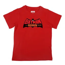 Batman Boys Red Batman Graphic Printed Cotton Pure Cotton T-shirt-image-83