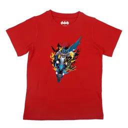 Batman Boys Red Batman Graphic Printed CottonPure Cotton T-shirt-image-95