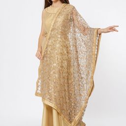 Dupatta Bazaar Women Gold-Toned Embroidered Dupatta-35