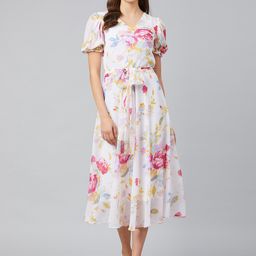 Marie Claire Women Multicoloured Printed Fit and Flare Dress-image-8
