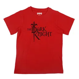 Batman Boys Red Typography Printed Pure Cotton T-shirt-image-93