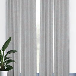 HOUZZCODE Grey & Pink Set of 4 Curtains-5