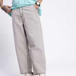 glitchez Men Neutral Fresh Korean Baggy Jeans-image-65